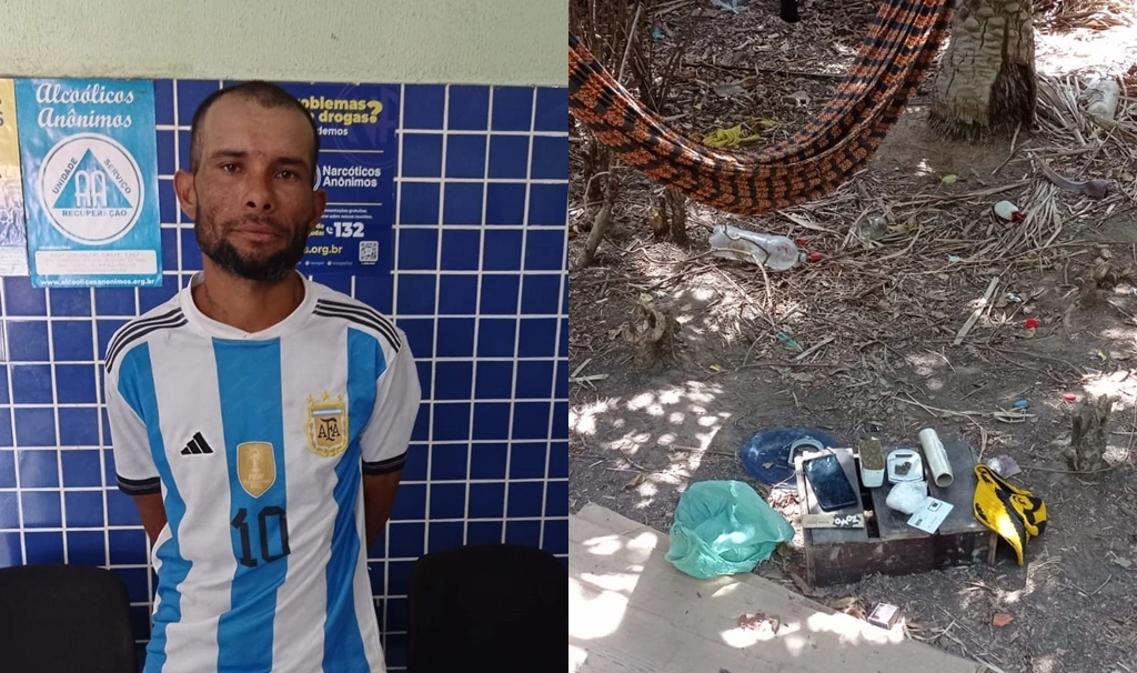 Homem é preso com drogas em acampamento localizado dentro do mato em Parnaíba