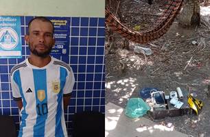 Homem é preso com drogas em acampamento localizado dentro do mato em Parnaíba (Foto: Reprodução)