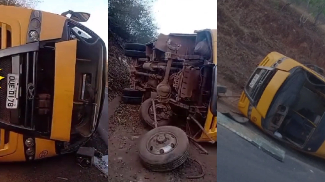 Ônibus escolar tomba após motorista perder o controle do veículo em Amarante