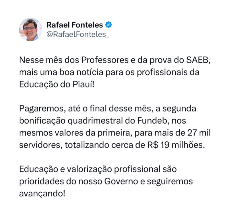 Postagem do governador