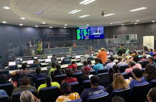Sessão plenária para votação em caráter de urgência da legalização de ambulantes no Centro (Foto: Eduardo Amorim/Conecta Piauí)