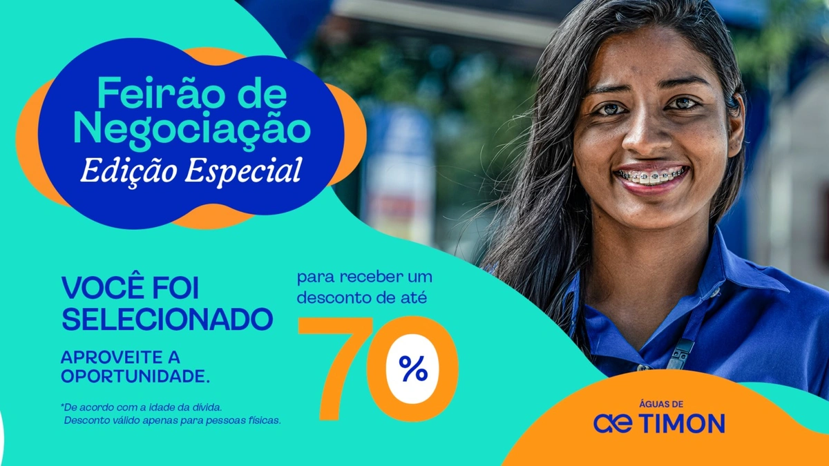 Aproveite! Águas de Timon negocia débitos com 70% de descontos