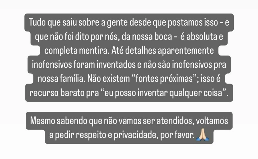 Publicação feita por Sandy em suas redes sociais