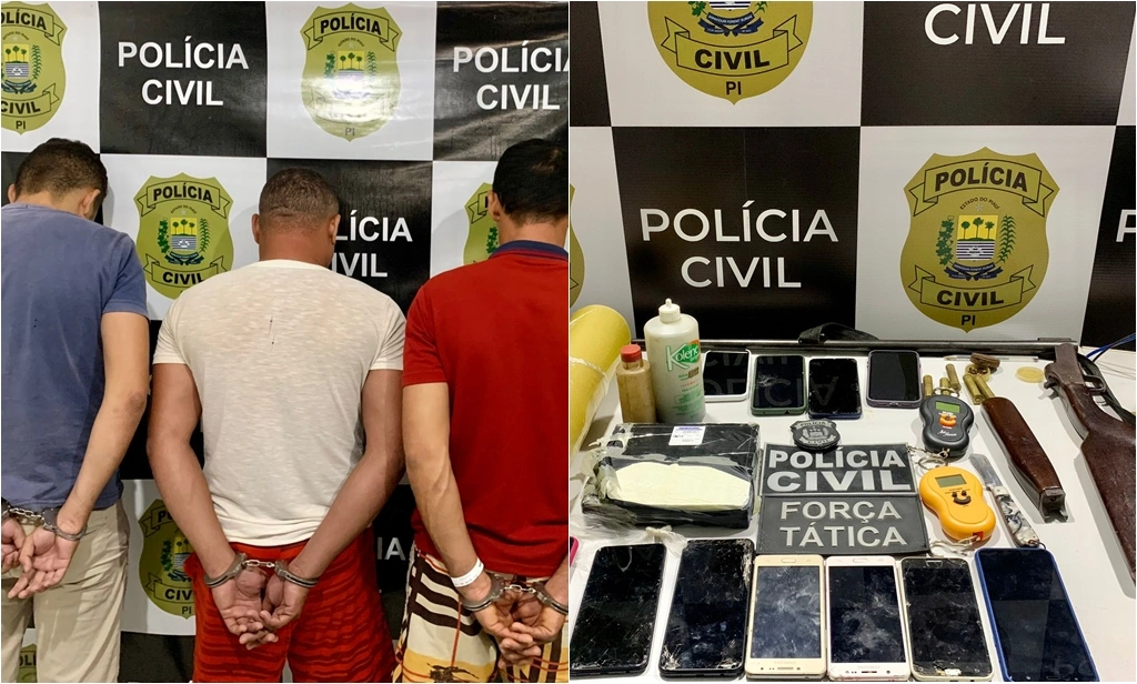 Homens preso por tráfico de drogas em Oeiras e material apreendido pela polícia