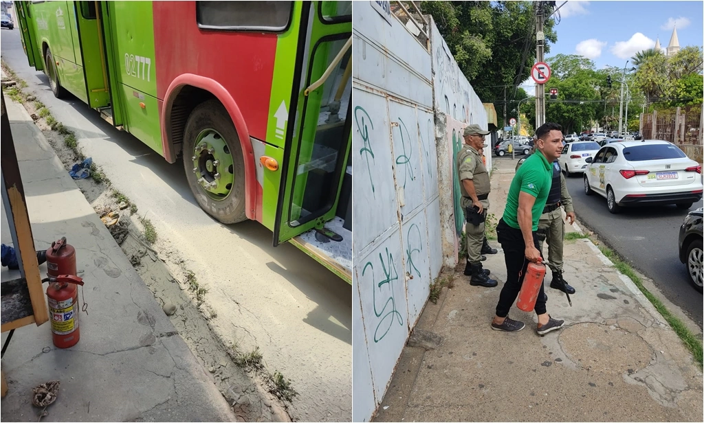 Ônibus é evacuado após início de incêndio
