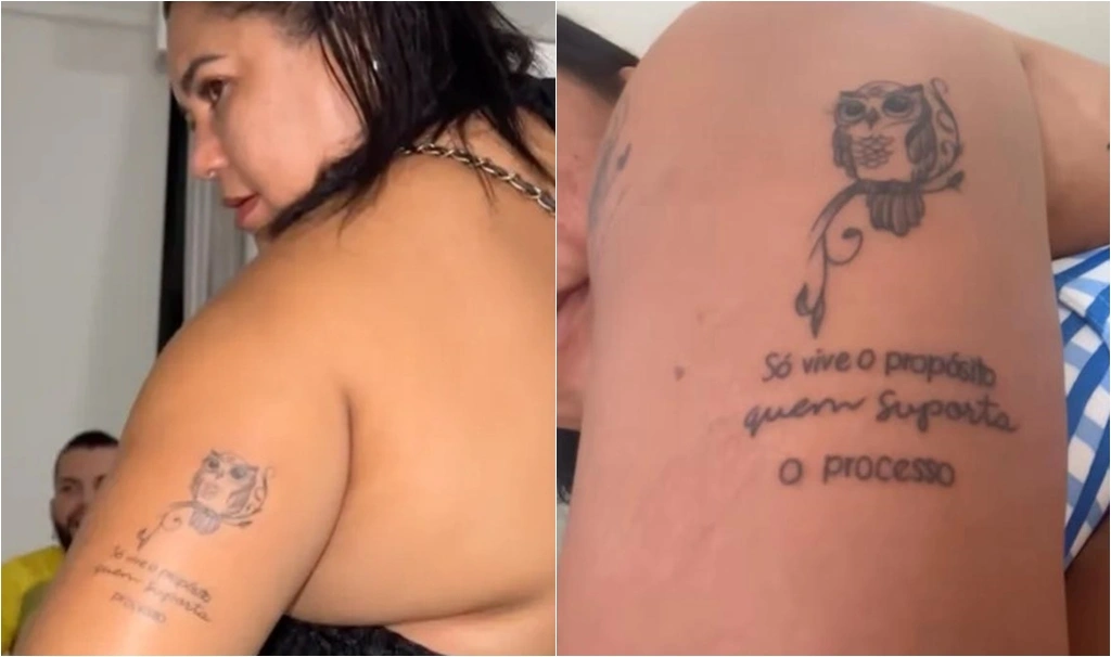 Tatuagem de Leide Diana antes e depois da correção