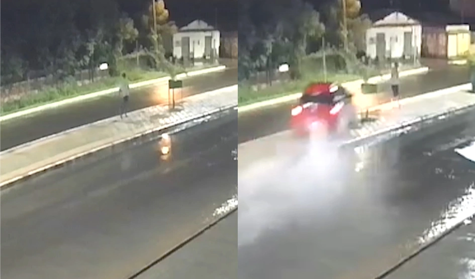 Pedestre escapou por pouco de atropelamento