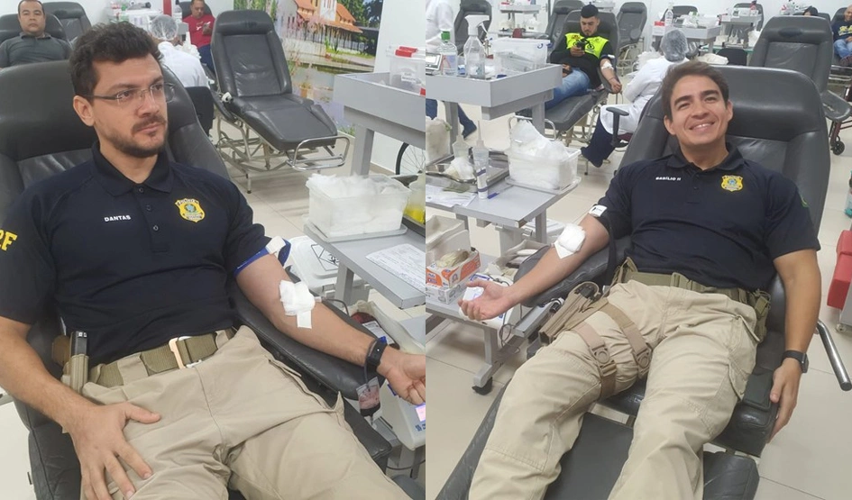 Policiais Rodoviários Federais doam sangue para o Hemopi