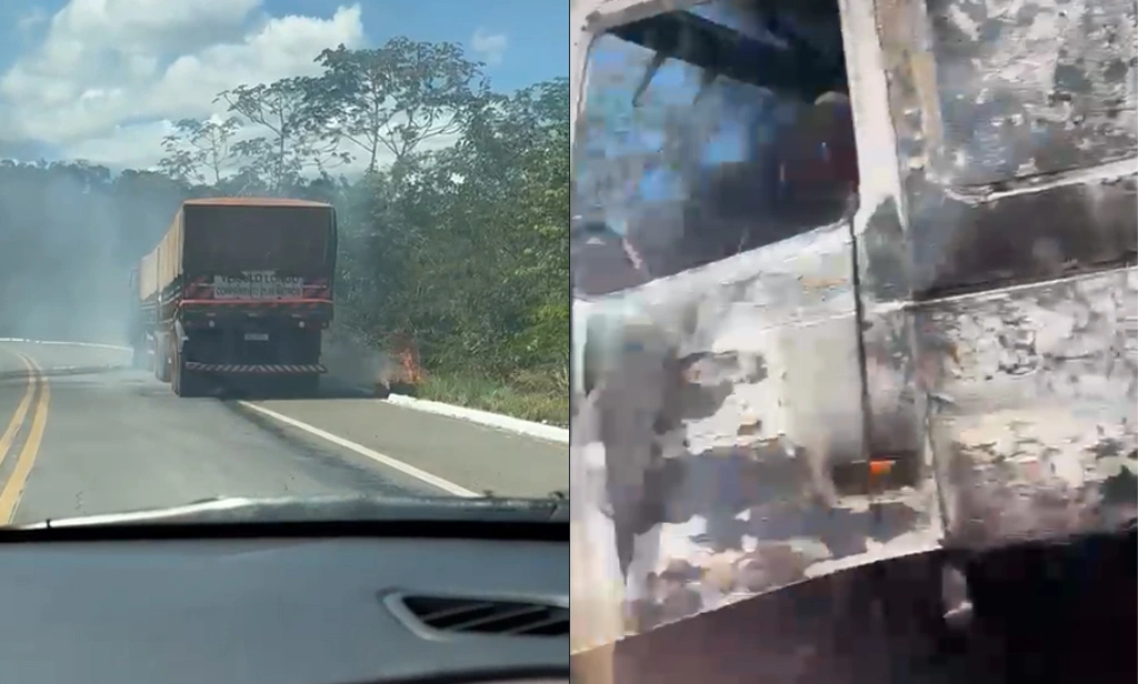Carreta pega fogo na BR-343 entre Teresina e Altos
