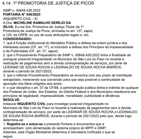 Portaria do MP-PI