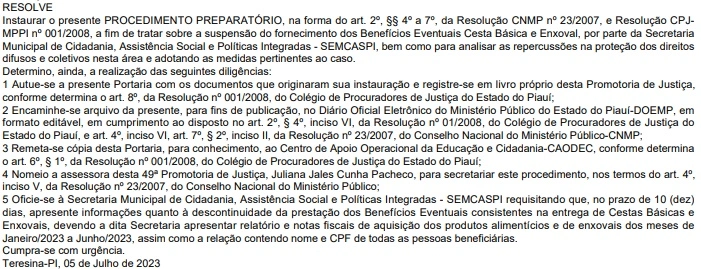 Portaria do MP-PI