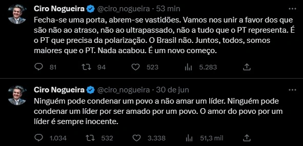Postagens com desabafo do senador