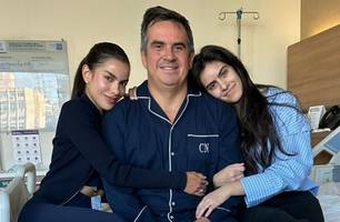 Ciro com as filhas no hospital (Foto: Reprodução)