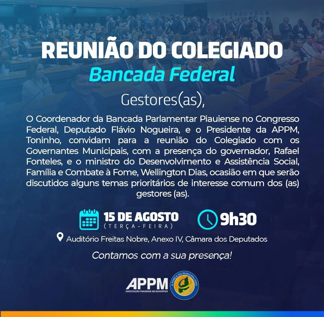 Convite para participar da reunião da Bancada Federal