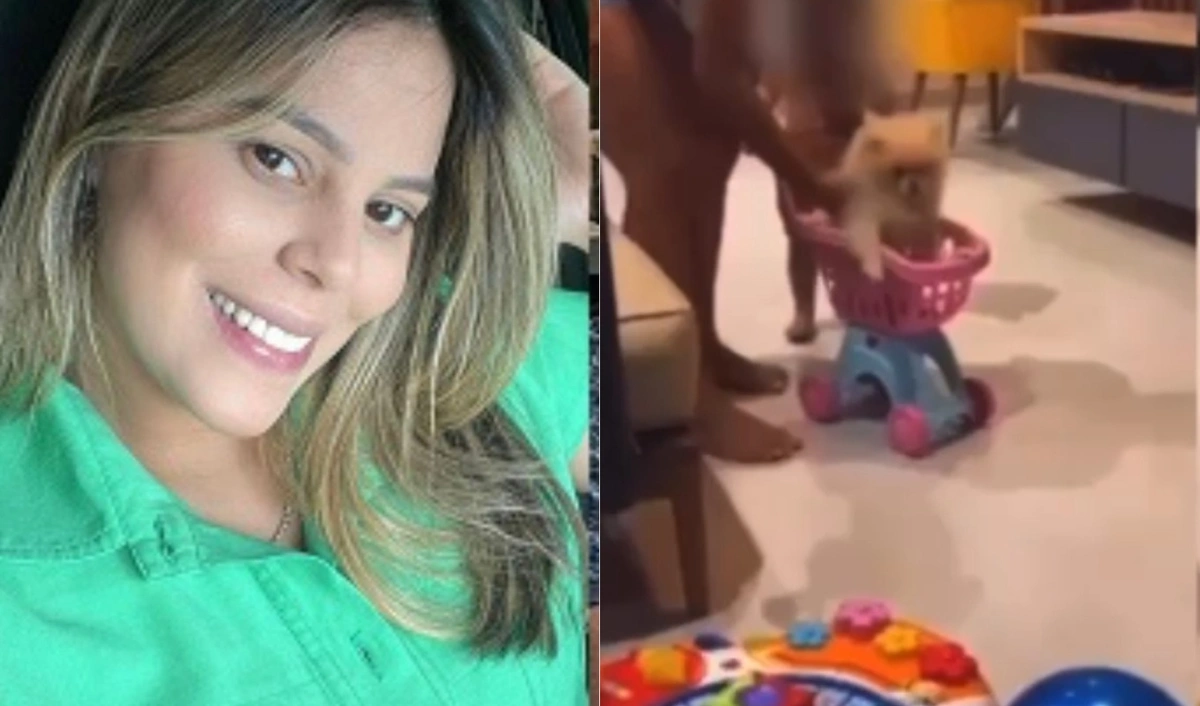 Na foto a acusada Talyta Layza Sampaio e o cachorro agredido