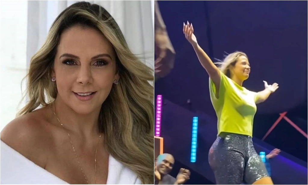Carla Perez sobe ao palco em show de celebração de 30 anos do É o Tchan