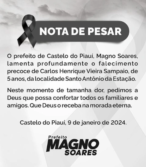 O prefeito de Castelo do Piauí divulgou uma nota lamentando o ocorrido