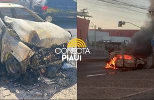 Incêndio na avenida Presidnete Kennedy (Foto: Conecta Piauí)