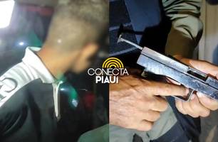 Menor de idade apreendido em Teresina diz que arma de fogo era pra 'segurança' (Foto: Repórter 12/Conecta Piauí)
