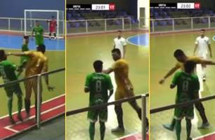 Agressão no Campeonato Piauiense de Futsal (Foto: Reprodução/Tv Cajuína)