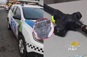 Homem suspeito de assaltar mercado com arma feita de cano é preso em Teresina (Foto: Repórter 12/Conecta Piauí)