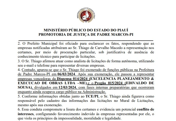 Mesmo tendo sido alerta das possíveis irregularidades, prefeito autorizou contratações e pagamentos