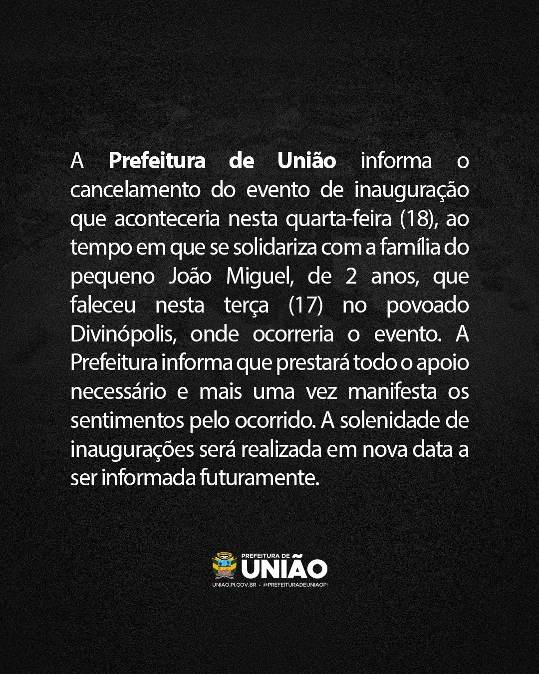 Nota da Prefeitura de União