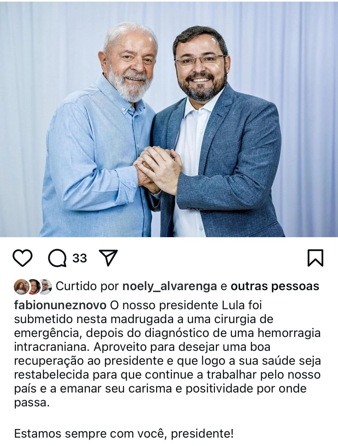 Parlamentares desejam melhoras ao presidente Lula em redes sociais