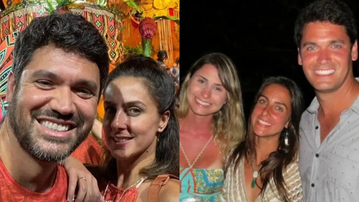 À esquerda estão o novo casal
