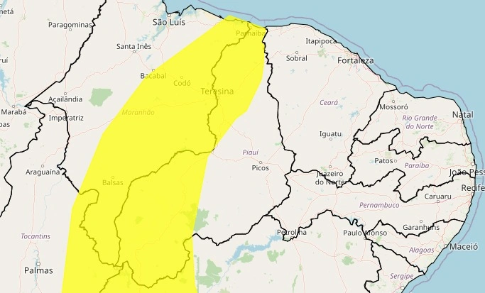 Alerta amarelo de chuvas intensas