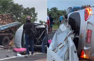Idosa de 92 anos morre em grave colisão entre carro e caminhão em José de Freitas (Foto: Reprodução)