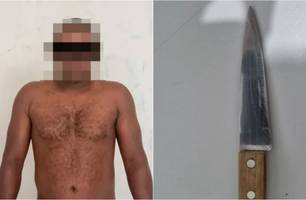 M.C.R. foi conduzido à delegacia junto com a arma utilizada no crime (Foto: Reprodução)