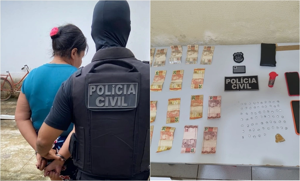 Mulher que vendia drogas em casa que mora com os filhos é presa em José de Freitas
