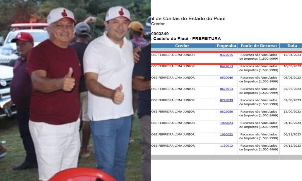 Prefeito Magno à direita com camisa branca