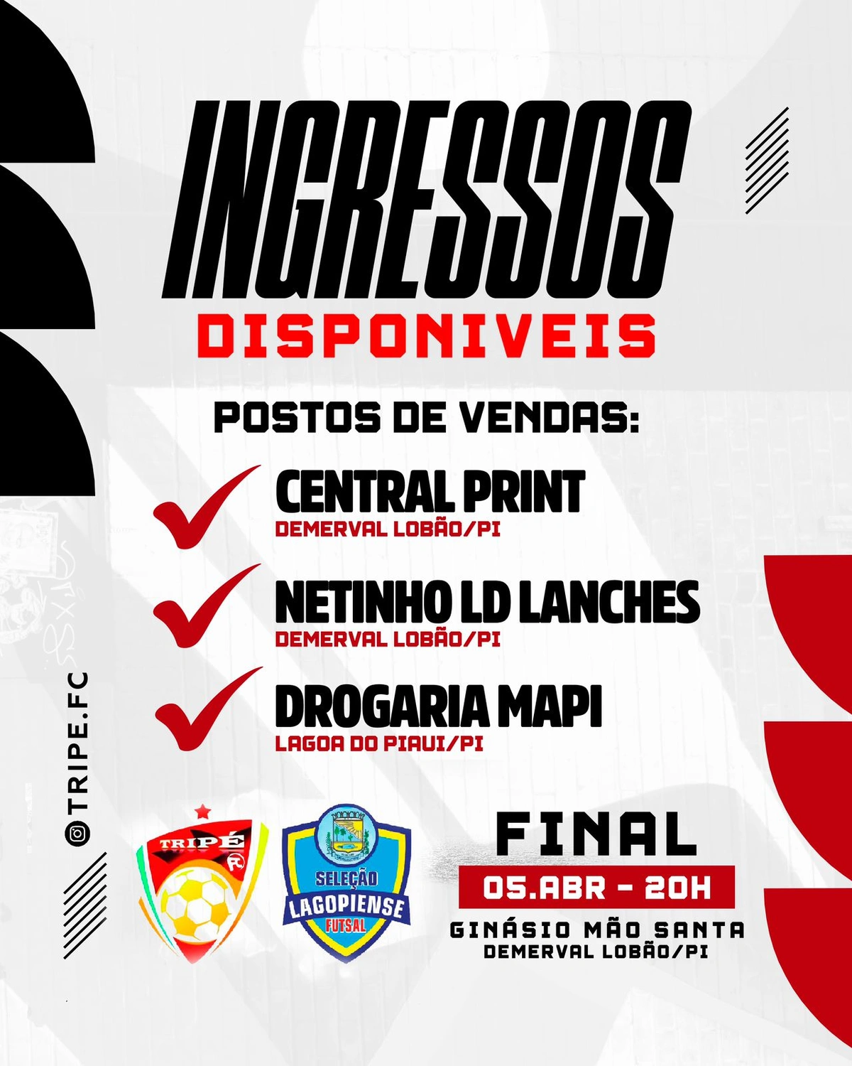 Tripé FC e Lagoa do Piauí se enfrentam na final do Médio Parnaíba de futsal