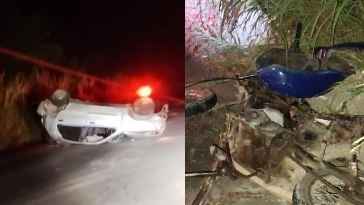 Carro capota após colidir em moto no município de Alagoinha no Piauí