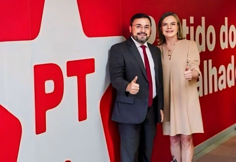 Fábio Novo e Gleisi Hoffmann em Brasília