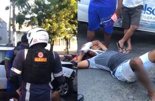 Homem com sinais de embriaguez atravessa sinal e causa acidente em Teresina (Foto: Conecta Piauí)