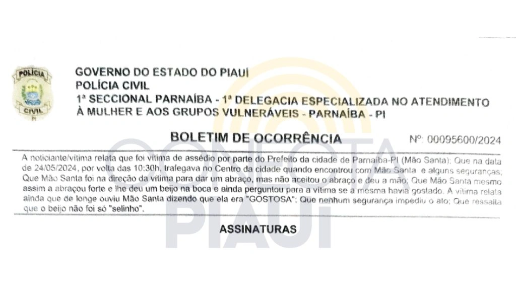 Prefeito Mão Santa é acusado de beijar mulher à força no Centro de Parnaíba
