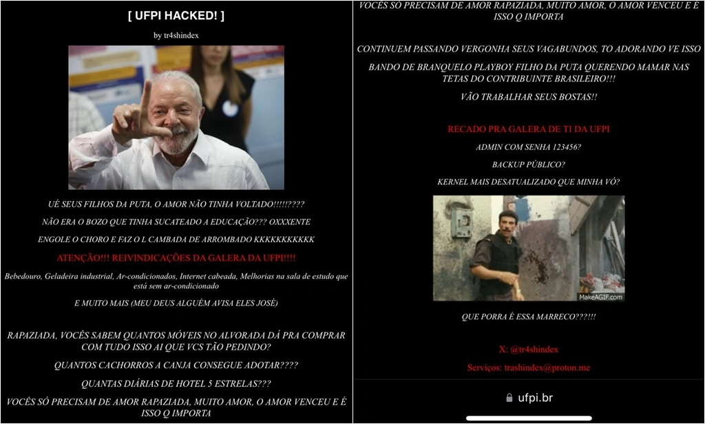 Site da UFPI é hackeado com críticas ao Governo Federal e estudantes da instituição