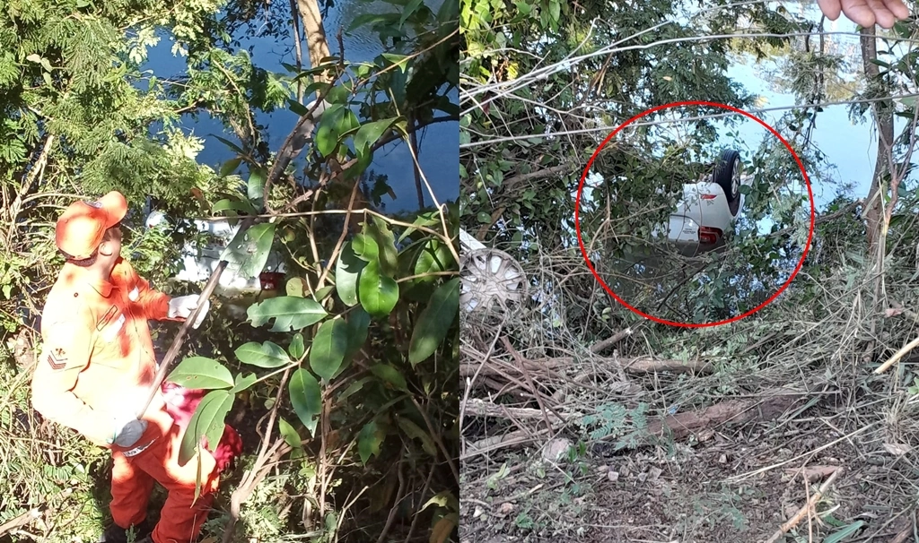 Homem se envolve em acidente e morre após carro ficar submerso na água em Teresina