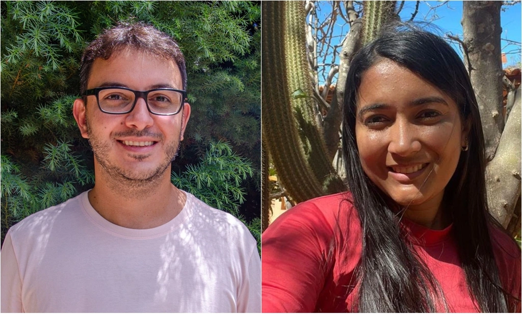 Professor Leonardo Sousa Carvalho e bióloga Iara Siqueira Santos Silva