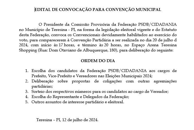 Documento de convocação