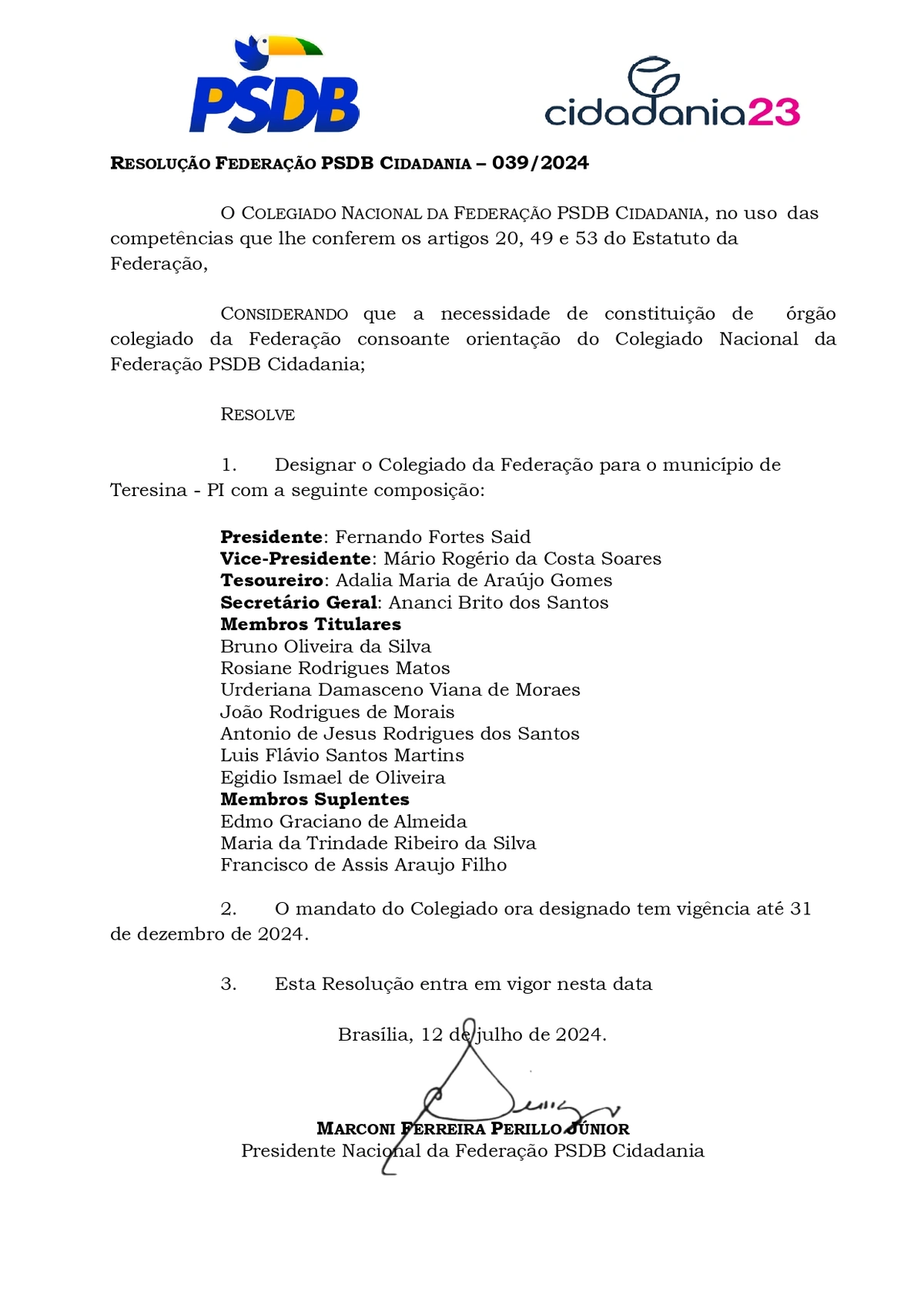 Documento federação
