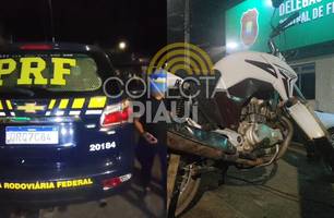 Homem é detido por conduzir moto roubada na BR-316 em Demerval Lobão (Foto: Repórter 12/Conecta Piauí)
