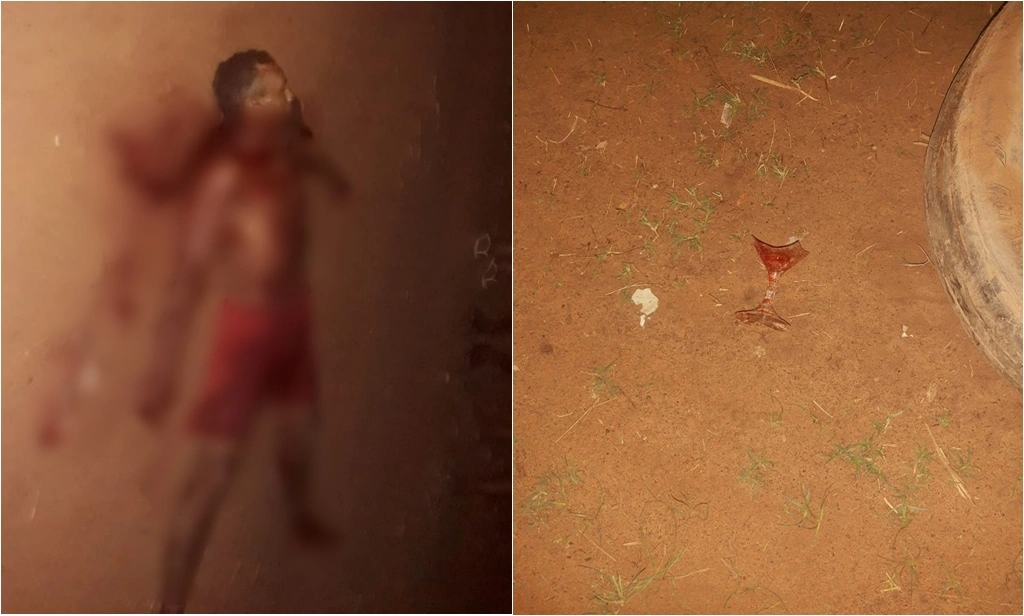 Mulher mata homem com taça de vidro