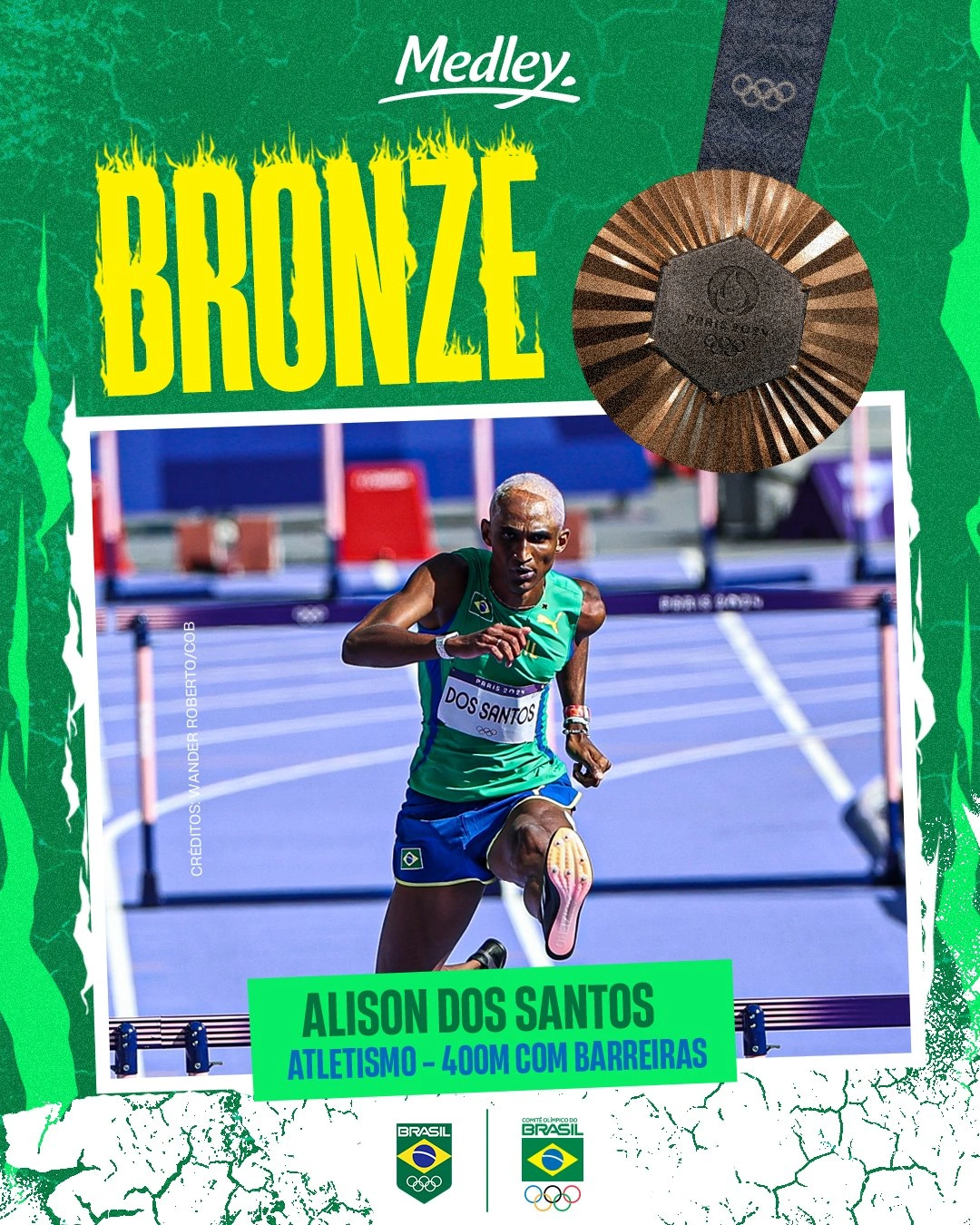 Alison dos Santos ganha bronze nos 400 metros livres com barreira