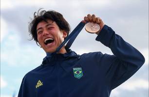 Augusto Akio conquista medalha de bronze no skate park (Foto: Time Brasil/COB)
