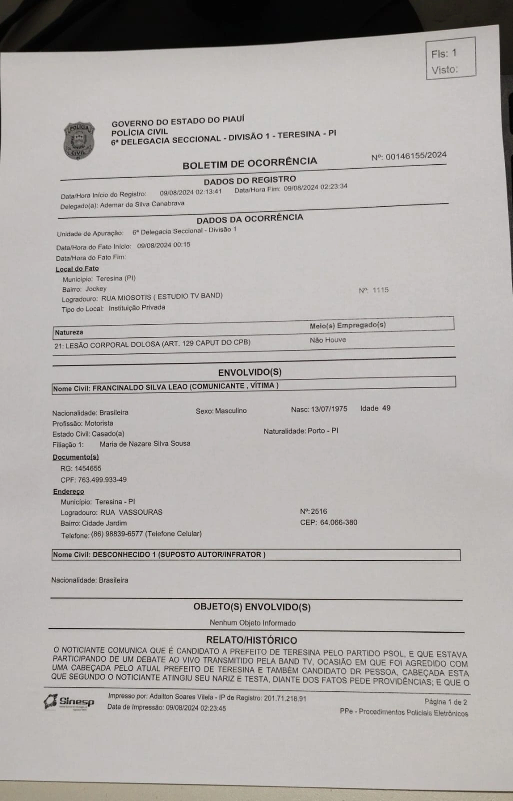 Boletim de Ocorrência