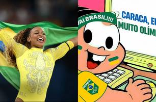 Internet comemora prata de Rebeca Andrade após disputa acirrada com Simone Biles (Foto: Montagem)